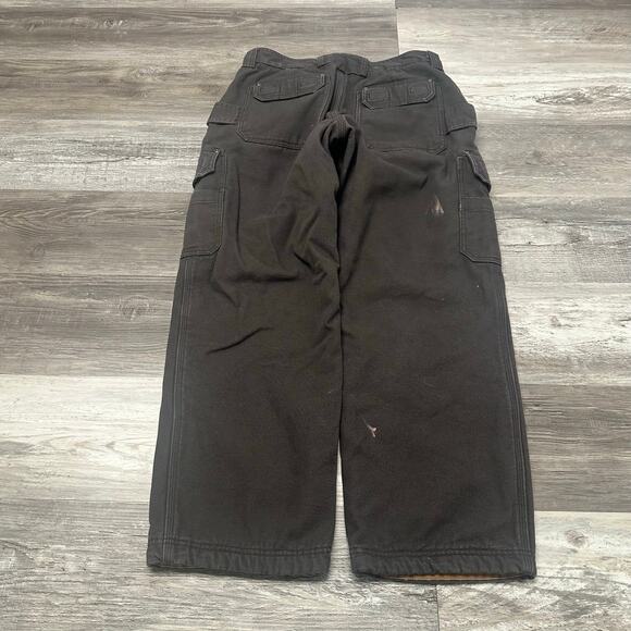 Duluth Trading Gray Tan Men 34x29 Relaxed Fit Fleece Workwear Hiking Cargo Pants - Picture 3 of 12